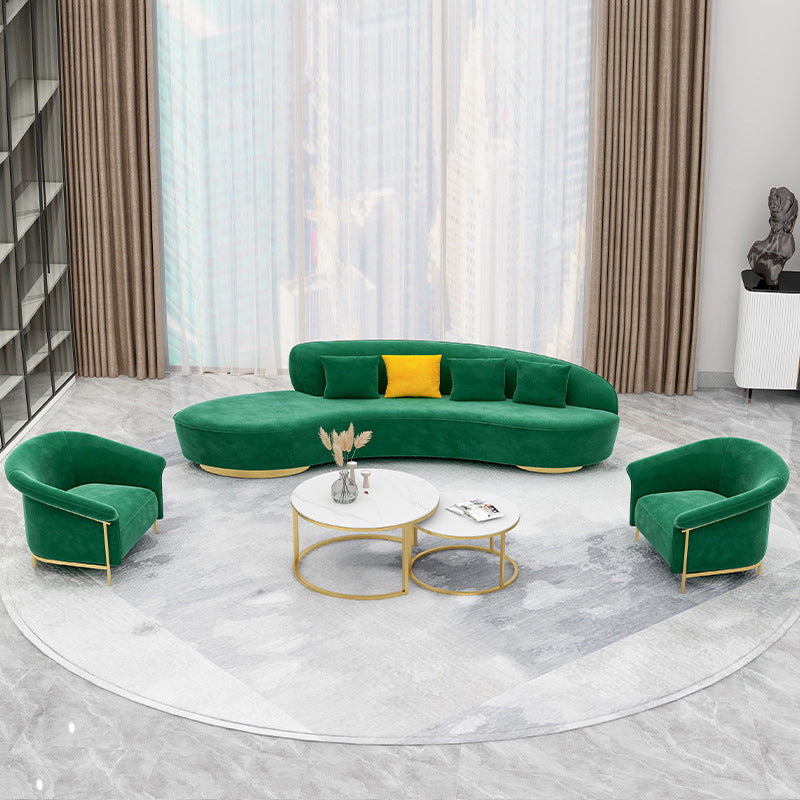 Contemporary Velvet Curved Sofa Armless Tight Back Seating for Living Room