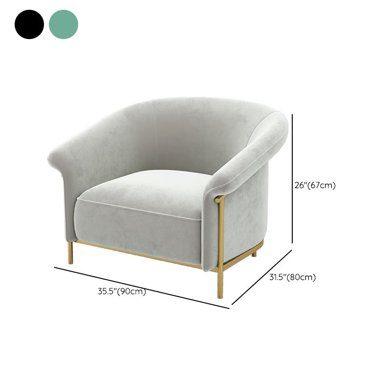 Velvet contemporain canapé incurvé Souins arrière serrés sans arme pour salon