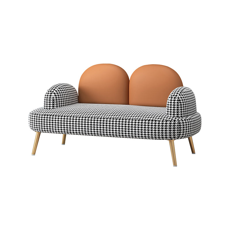 Contemporary Camel Back Standard Sofa Fabric Round Arm Sofa for Bonus Room