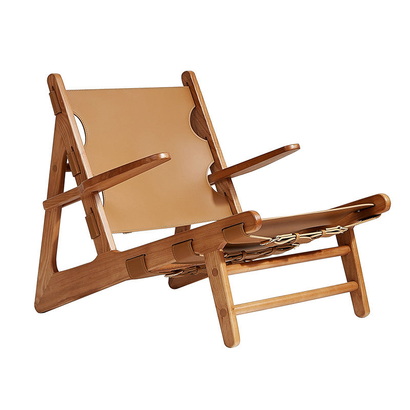 Mid-Century Modern Solid Wood Frame Square Arms Lounge Accent Chair Brown 1 Piece Brown Clearhalo 'Accent Chairs' 'accent_chairs' 'Chairs & Seating' 'furn' 'furn_accent_chairs' 'Furniture' 'Living Room Furniture' 6202126