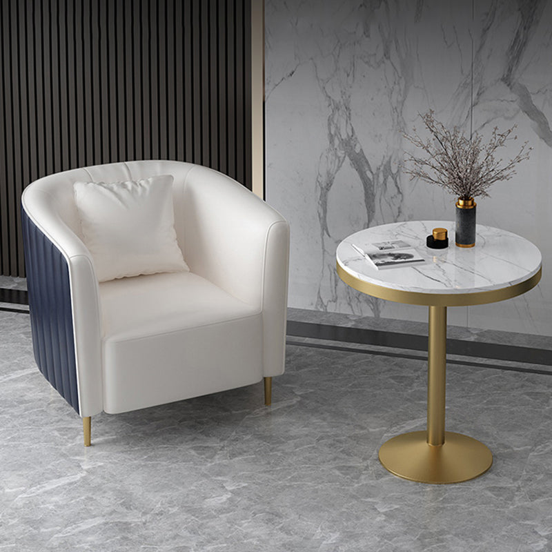 Pillow Back Arms Included Chair Gold Four Legs Barrel Accent Chair