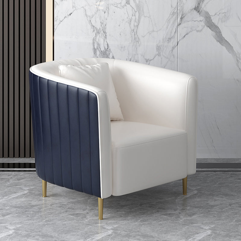 Pillow Back Arms Included Chair Gold Four Legs Barrel Accent Chair