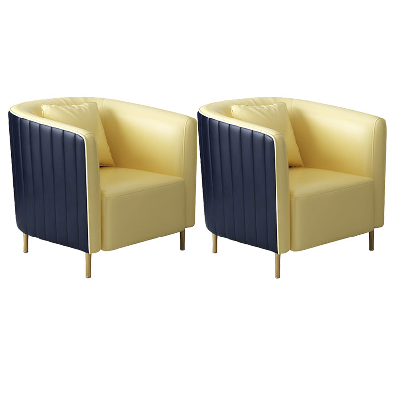 Pillow Back Arms Included Chair Gold Four Legs Barrel Accent Chair