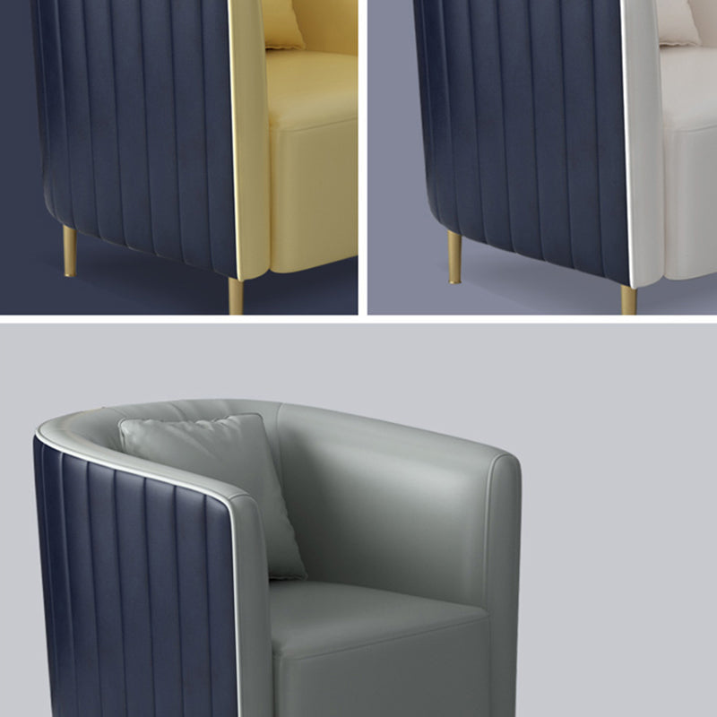 Pillow Back Arms Included Chair Gold Four Legs Barrel Accent Chair