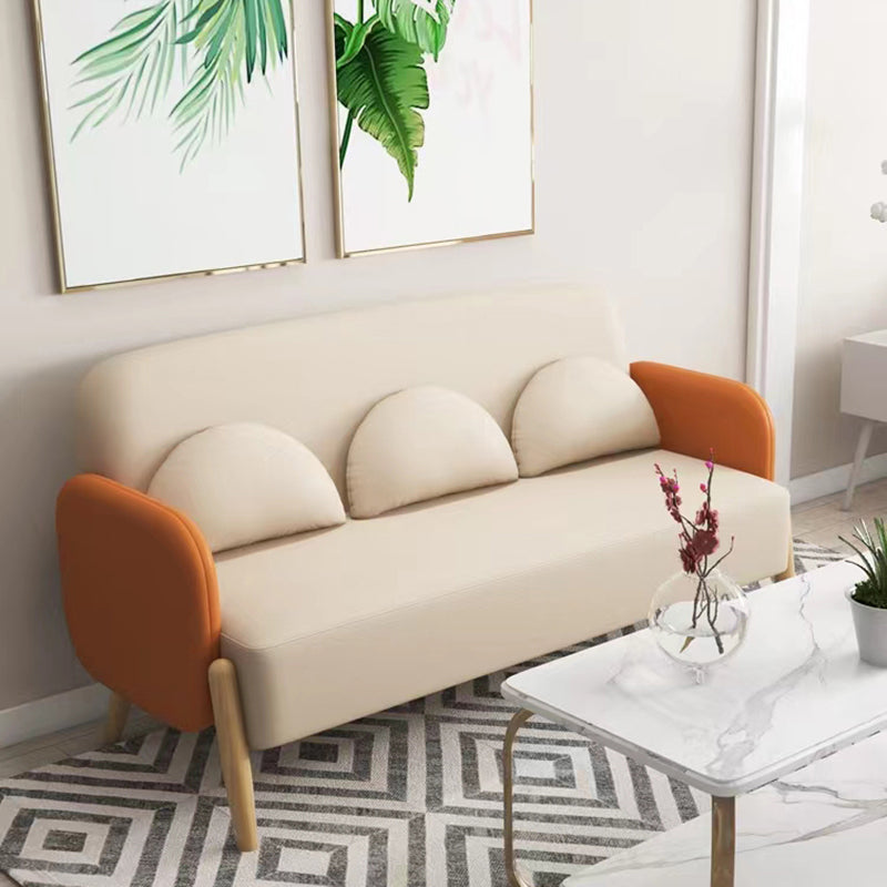 Zeitgenössischer engeres Rücken -Standardsofa Faux Leder Quadratarmofa