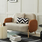 Contemporary Tight Back Standard Sofa Faux Leather Square Arm Sofa