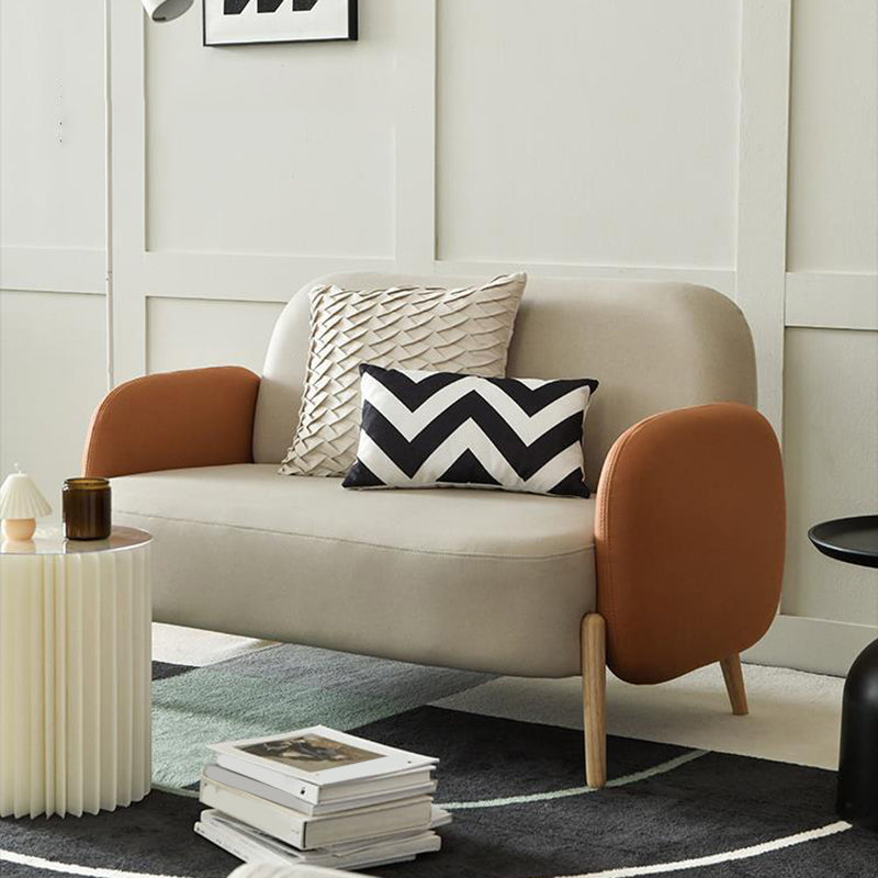 Contemporary Tight Back Standard Sofa Faux Leather Square Arm Sofa