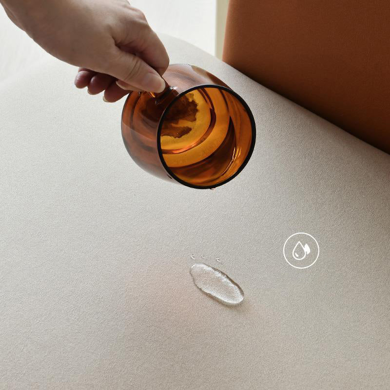 Contemporary Tight Back Standard Sofa Faux Leather Square Arm Sofa