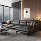 Modern Cushions Flared Arm Seating Living Room Faux Leather Stationary Sofa Dark Gray Right Clearhalo 'furn' 'furn_sectionals' 'Furniture' 'Living Room Furniture' 'Sectionals' 6202206
