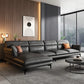 Modern Cushions Flared Arm Seating Living Room Faux Leather Stationary Sofa Dark Gray Left Clearhalo 'furn' 'furn_sectionals' 'Furniture' 'Living Room Furniture' 'Sectionals' 6202208