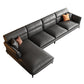 Modern Cushions Flared Arm Seating Living Room Faux Leather Stationary Sofa Clearhalo 'furn' 'furn_sectionals' 'Furniture' 'Living Room Furniture' 'Sectionals' 6202210
