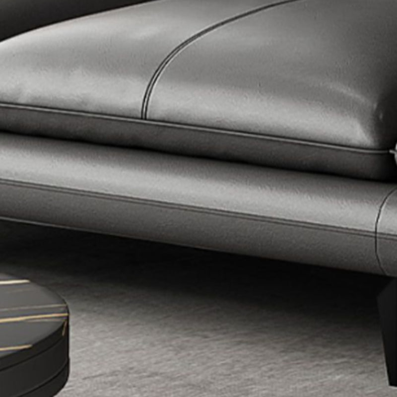 Modern Cushions Flared Arm Seating Living Room Faux Leather Stationary Sofa Clearhalo 'furn' 'furn_sectionals' 'Furniture' 'Living Room Furniture' 'Sectionals' 6202212