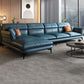 Modern Cushions Flared Arm Seating Living Room Faux Leather Stationary Sofa Blue Left Clearhalo 'furn' 'furn_sectionals' 'Furniture' 'Living Room Furniture' 'Sectionals' 6202216