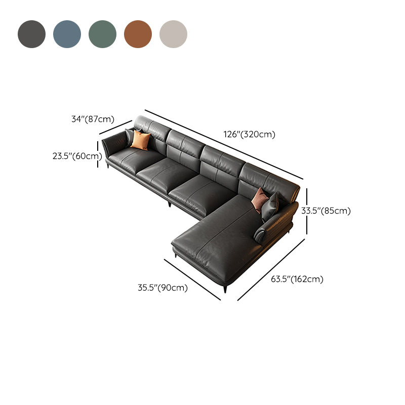 Modern Cushions Flared Arm Seating Living Room Faux Leather Stationary Sofa Clearhalo 'furn' 'furn_sectionals' 'Furniture' 'Living Room Furniture' 'Sectionals' 6202222