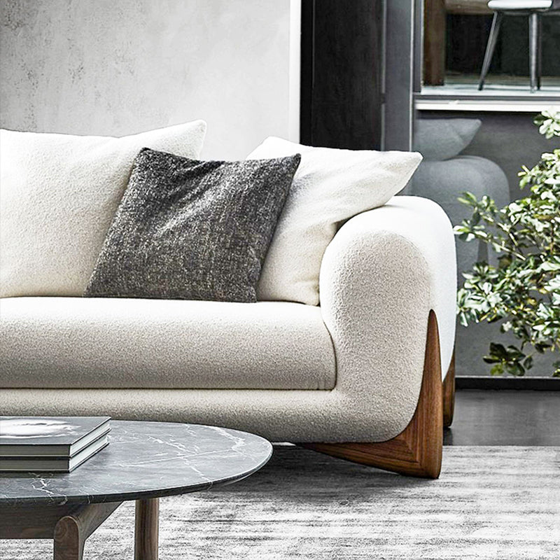 Modern Tuxedo Arm Standard Sofa Fabric Tight Back Sofa with Pillow