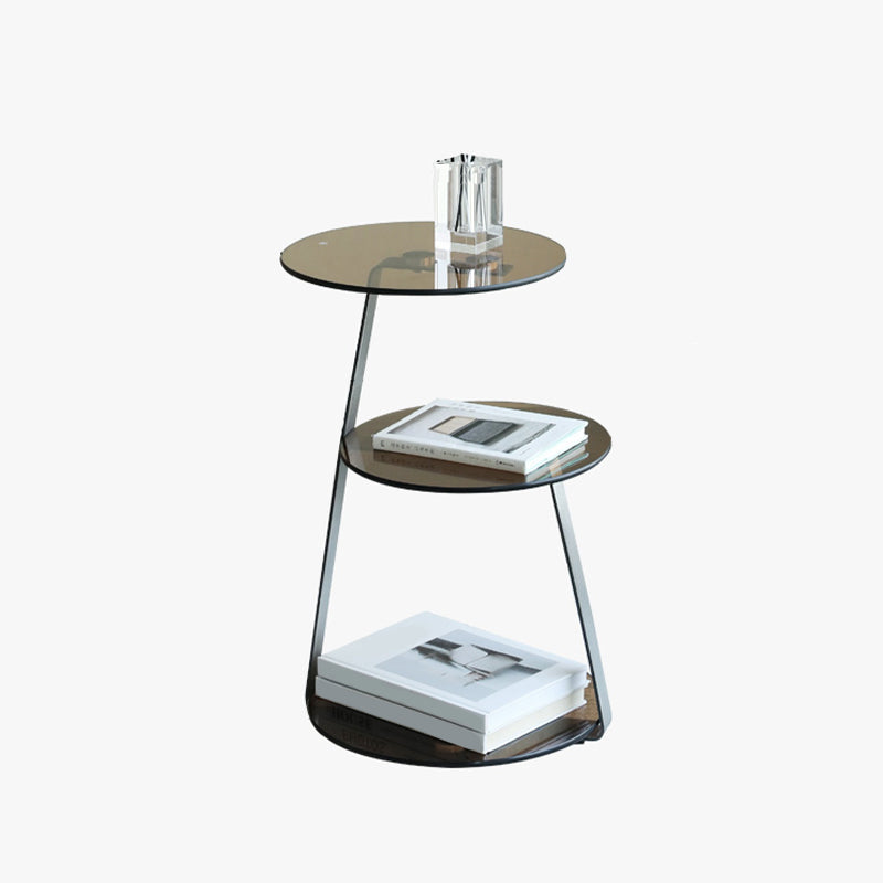 Modern Corner Table Round 3-Tier Side End Table with Storage