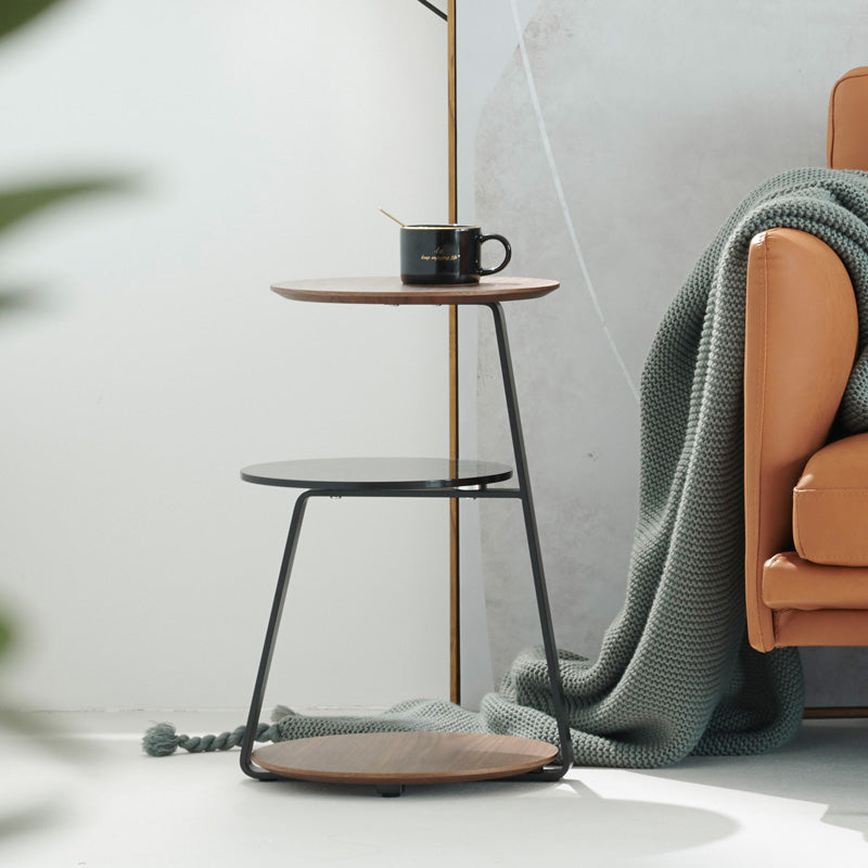 Modern Corner Table Round 3-Tier Side End Table with Storage