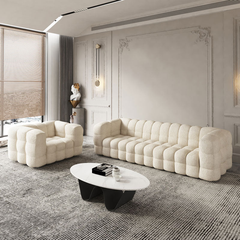 Biscuit contemporain Smooth Tuxedo Arm Sofa Tissu standard canapé standard