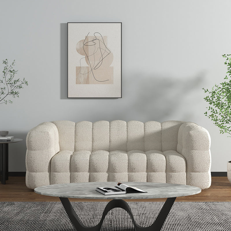 Contemporary Biscuit Back Tuxedo Arm Sofa Fabric Standard Sofa