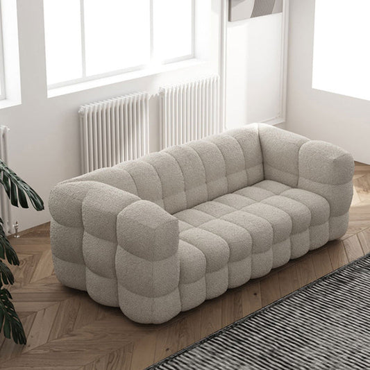 Contemporary Biscuit Back Tuxedo Arm Sofa Fabric Standard Sofa