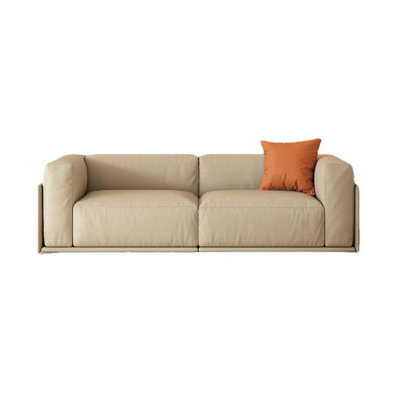 Contemporary Faux Leather Standard Sofa Tight Back Tuxedo Arm Sofa