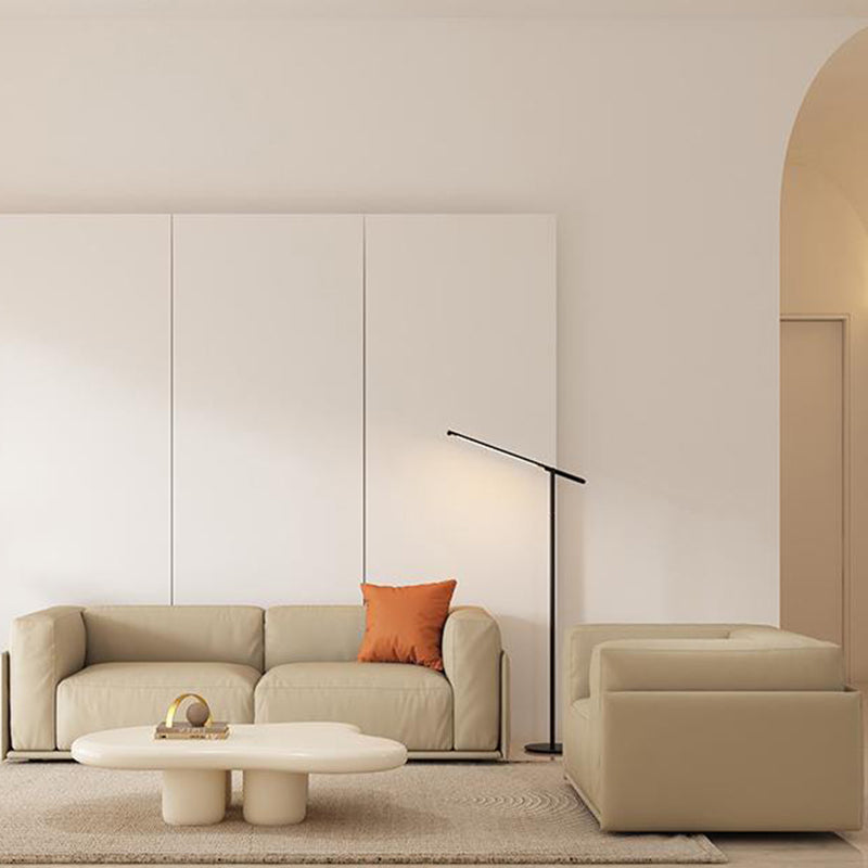 Contemporary Faux Leather Standard Sofa Tight Back Tuxedo Arm Sofa