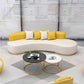 Contemporary Faux Leather Curved Sofa Armless Tight Back Sofa