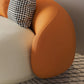 Sloped Arm Tight Back Curved Sofa Contemporary Faux Leather Sofa