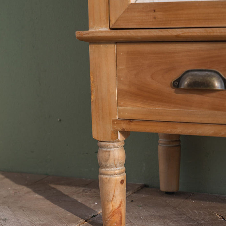 Armoire à accent industriel en nature naturelle avec une porte et des tiroirs en bois massif