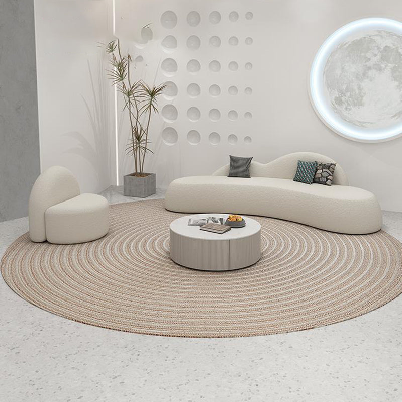 Contemporary Camel Back Armless Settee Fabric Curved Sofa in White