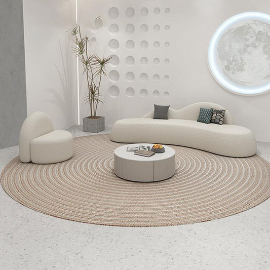 Contemporary Camel Back Armless Settee Fabric Curved Sofa in White