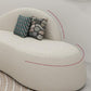 Contemporary Camel Back Armless Settee Fabric Curved Sofa in White