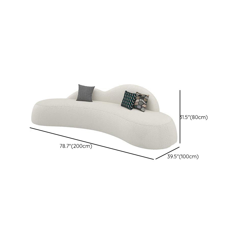 Contemporary Camel Back Armless Settee Fabric Curved Sofa in White