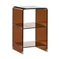 Modern Glass Corner Table Square Brown Side End Table for Living Room