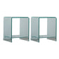 Modern Sled Corner Table Square Glass Side End Table for Living Room