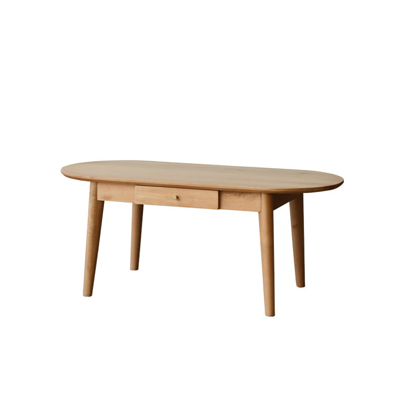 Nordic Solid Wood Cocktail Table with 1 Drawer Oval Coffee Table Clearhalo 'Coffee & Accent Tables' 'Coffee Tables' 'coffee_tables' 'furn' 'furn_coffee_tables' 'Furniture' 'Living Room Furniture' 6202790