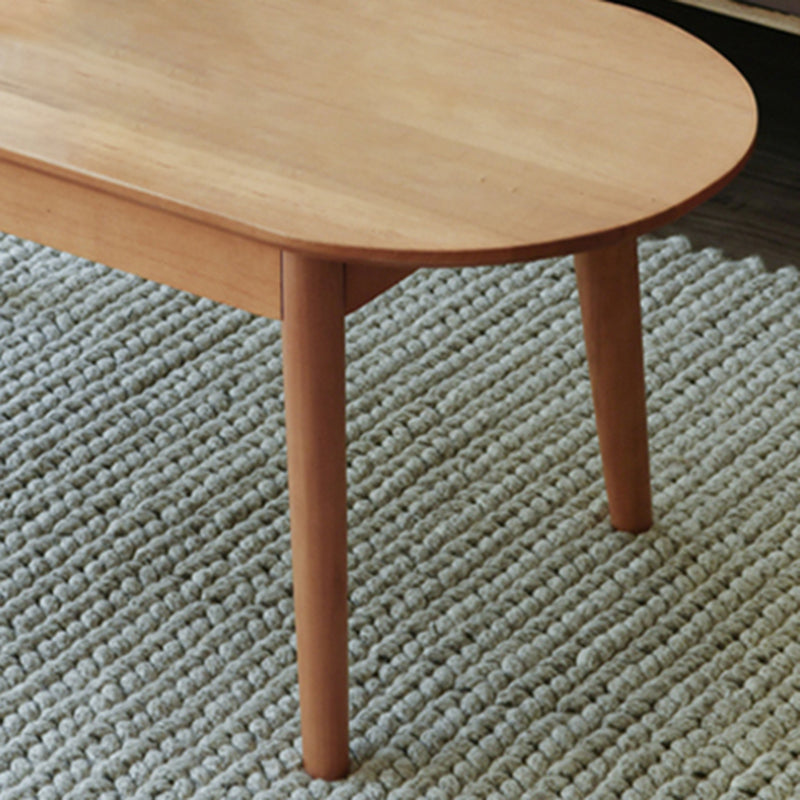 Nordic Solid Wood Cocktail Table with 1 Drawer Oval Coffee Table Clearhalo 'Coffee & Accent Tables' 'Coffee Tables' 'coffee_tables' 'furn' 'furn_coffee_tables' 'Furniture' 'Living Room Furniture' 6202791