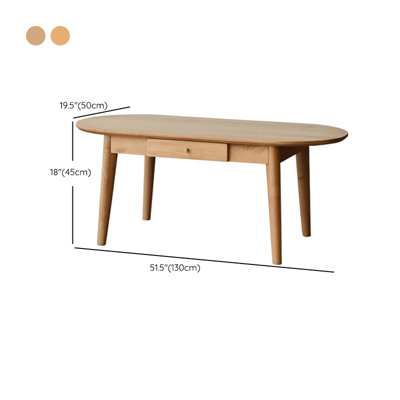 Nordic Solid Wood Cocktail Table with 1 Drawer Oval Coffee Table Clearhalo 'Coffee & Accent Tables' 'Coffee Tables' 'coffee_tables' 'furn' 'furn_coffee_tables' 'Furniture' 'Living Room Furniture' 6202797