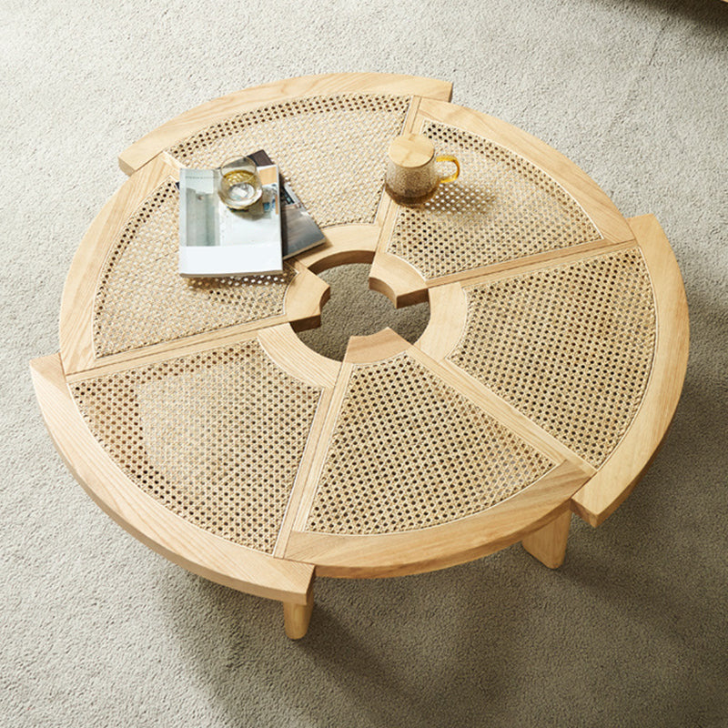 Scandinavian 1 Single Coffee Table Round Wood Cocktail Table