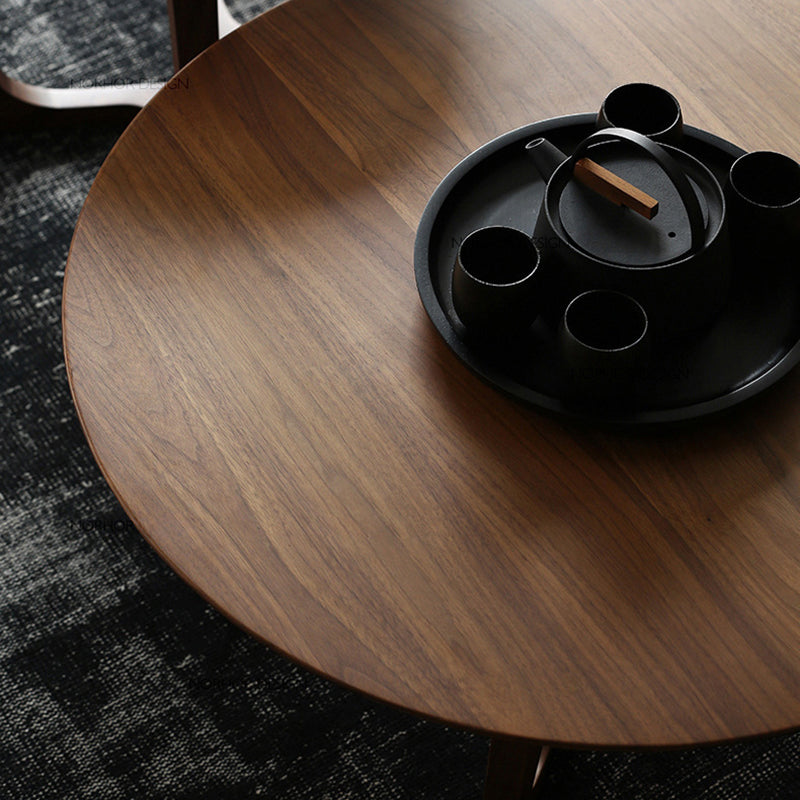 Solid Wood Round Coffee Table in Brown Scandinavian 2 Pieces Cocktail Table Set Clearhalo 'Coffee & Accent Tables' 'Coffee Tables' 'coffee_tables' 'furn' 'furn_coffee_tables' 'Furniture' 'Living Room Furniture' 6202826