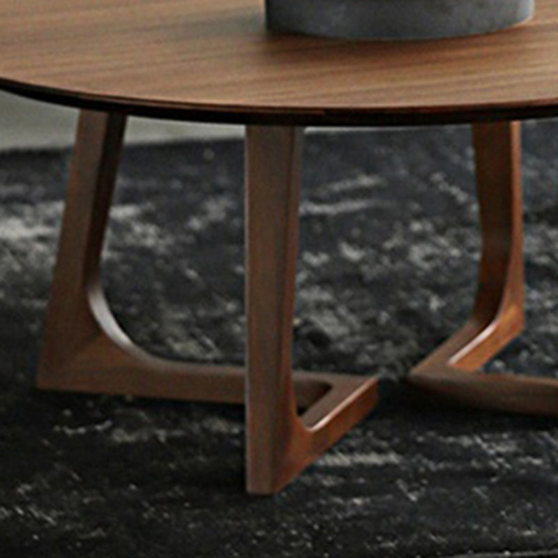 Solid Wood Round Coffee Table in Brown Scandinavian 2 Pieces Cocktail Table Set Clearhalo 'Coffee & Accent Tables' 'Coffee Tables' 'coffee_tables' 'furn' 'furn_coffee_tables' 'Furniture' 'Living Room Furniture' 6202828