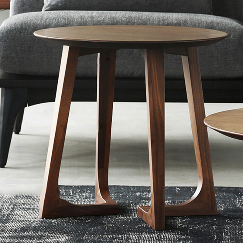 Solid Wood Round Coffee Table in Brown Scandinavian 2 Pieces Cocktail Table Set Clearhalo 'Coffee & Accent Tables' 'Coffee Tables' 'coffee_tables' 'furn' 'furn_coffee_tables' 'Furniture' 'Living Room Furniture' 6202832