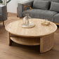 Wooden 1 Single Cocktail Table with Shelf Round Coffee Table