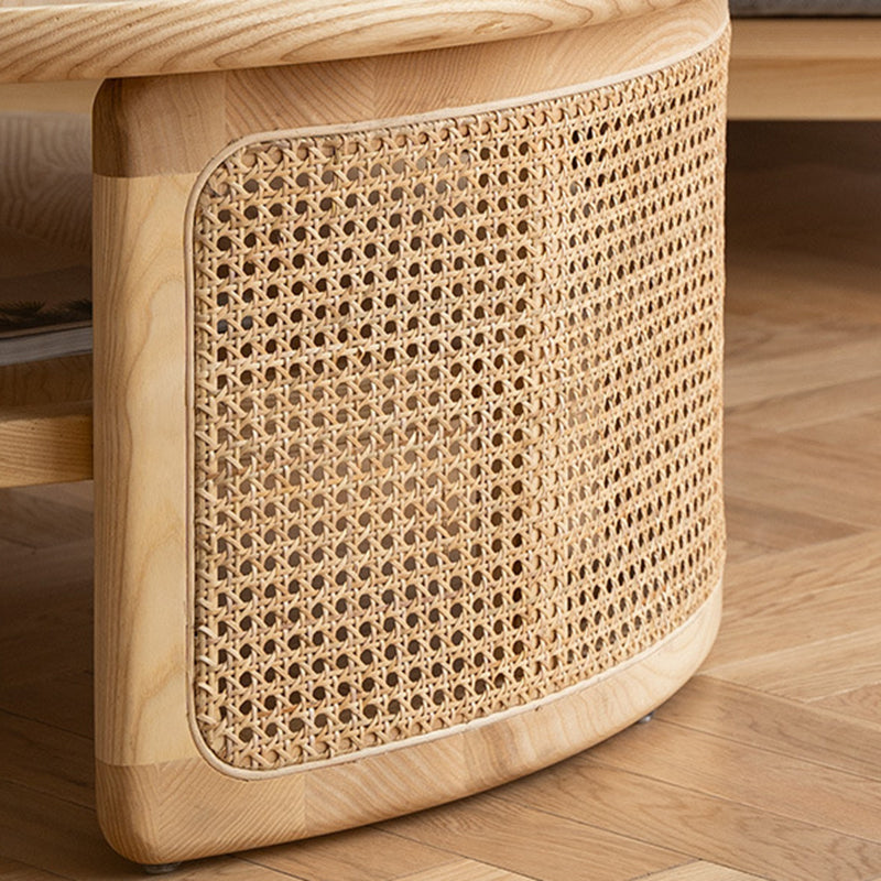 Wooden 1 Single Cocktail Table with Shelf Round Coffee Table