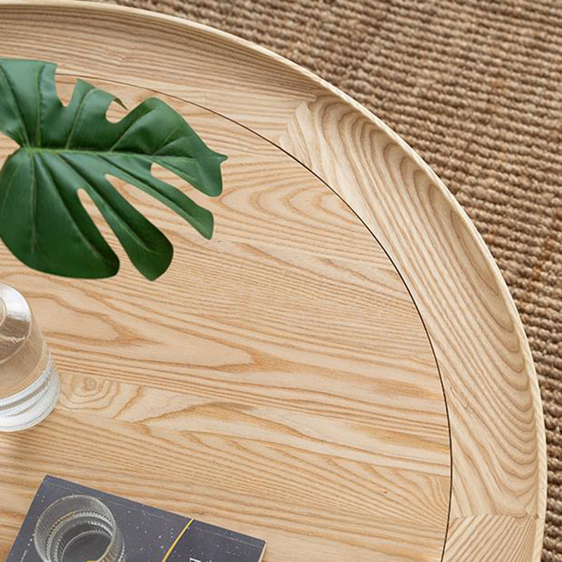 Wooden 1 Single Cocktail Table with Shelf Round Coffee Table