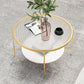 Modern Round Glass & Slate Coffee Cocktail Table with Storage Shelf