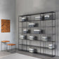 Contemporary Metal Book Shelf Black Etagere Shelf Bookcase for Study Room 9.8" W