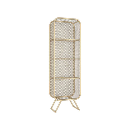 Contemporary Metal Bookshelf Standard Shelf Bookcase for Study Room 19.7"L x 11.8"W x 63"H Gold