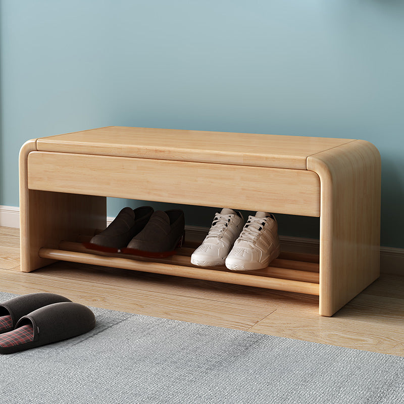 Modern Rectangle Storage Bench Rubber Wood Seating Bench with Drawers Natural Clearhalo 'Benches' 'Chairs & Seating' 'furn' 'furn_benches' 'Furniture' 'Living Room Furniture' 6203335