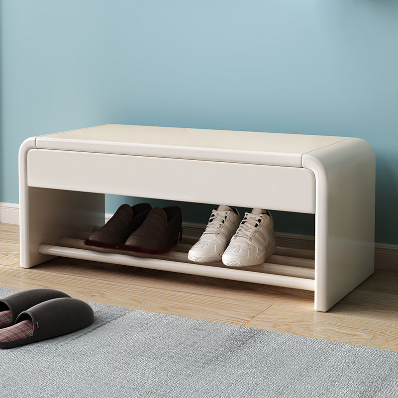 Modern Rectangle Storage Bench Rubber Wood Seating Bench with Drawers 39"L x 12"W x 14"H Ivory Clearhalo 'Benches' 'Chairs & Seating' 'furn' 'furn_benches' 'Furniture' 'Living Room Furniture' 6203337